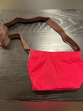 Red Crossbody Herve Chapelier Bag with Brown Strap